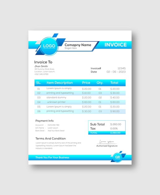 Modern corporate business invoice template