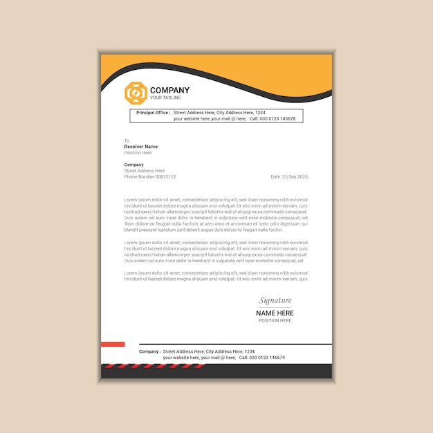 Modern corporate business letterhead simple and clean a4 size with bleed vector design