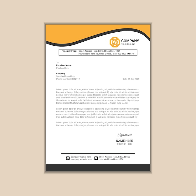 Modern corporate business letterhead simple and clean a4 size with bleed vector design