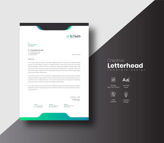 Modern Corporate Business Letterhead Template Design Or Brand identity Template Design