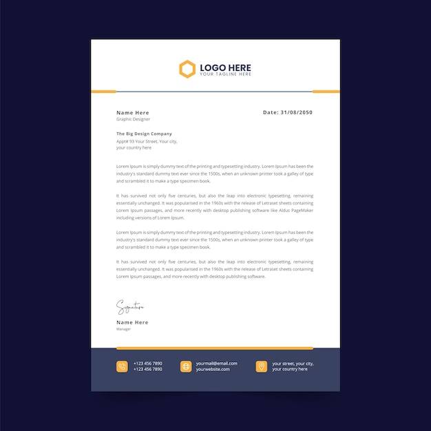 Modern corporate business letterhead template