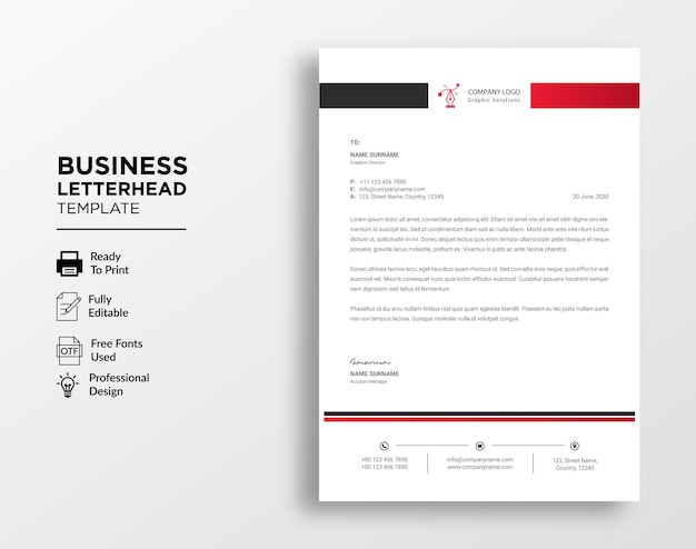 Modern corporate letterhead template design