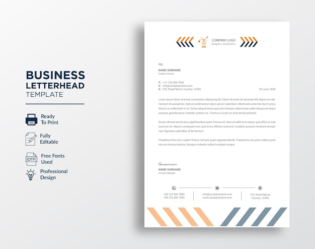 Modern corporate letterhead template design