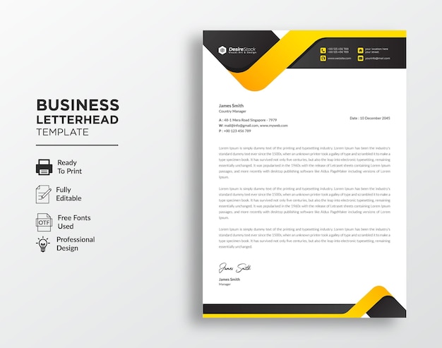 Modern corporate letterhead template 