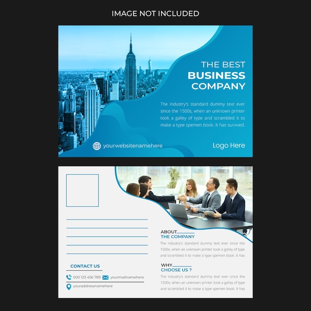 Modern corporate postcard design template