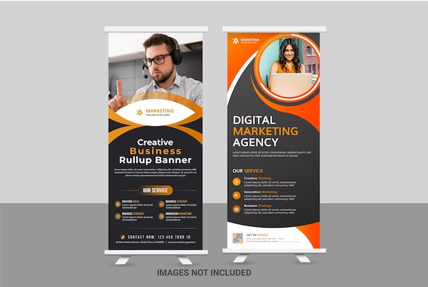 Modern Corporate simple rollup standee xbanner template With Vector