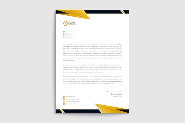 Modern corporate yellow letterhead template design