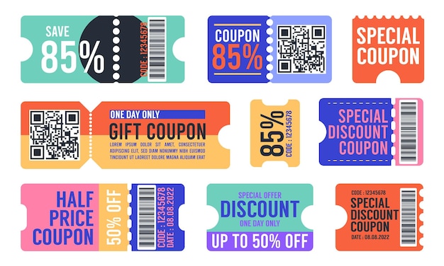 Modern coupon sale label collection with flat design