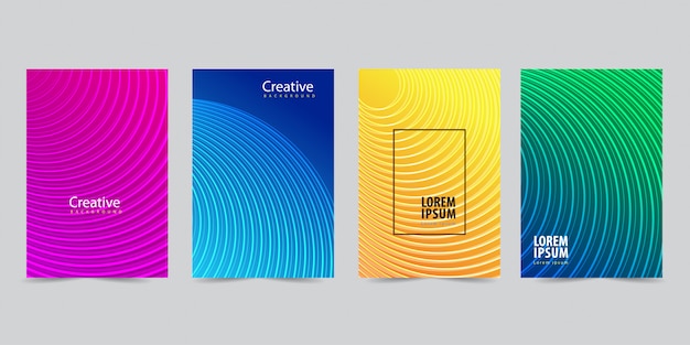 Modern cover template set with abstract lines