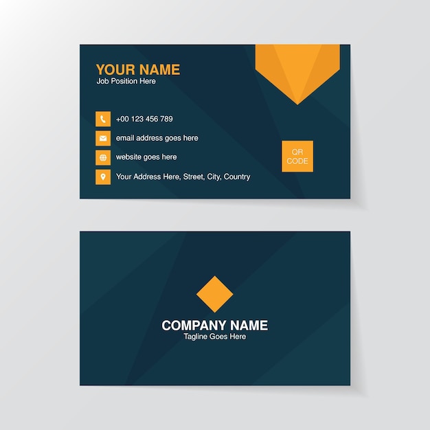 Modern Creative Blue and Yellow Business Card Design Template