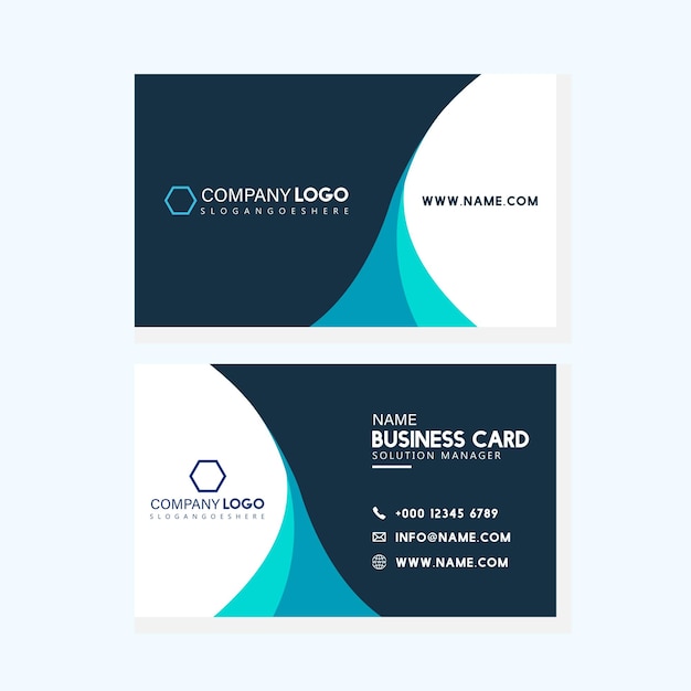 Modern Creative Business Card Template Bleu and Dark blue Colors Design