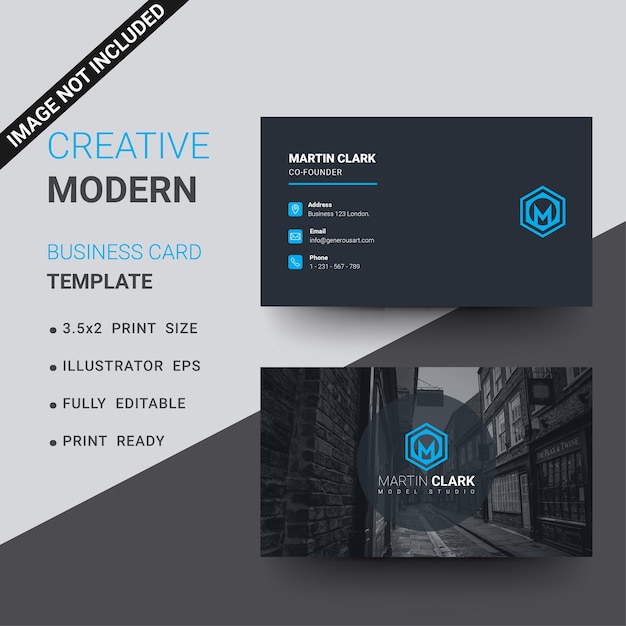 Modern creative business card with blue detail