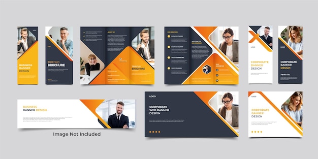 Modern and creative business trifold brochure design template with minimalist promotion layout..