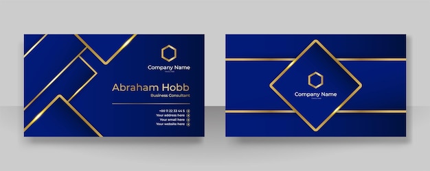 Modern creative and clean blue gold business card design template Luxury elegant business card design background with trendy simple abstract geometric stylish wave lines Vector illustration