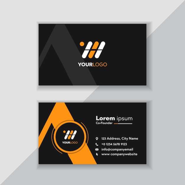 Modern Creative and Clean Business Card Template with Elegant dark back background