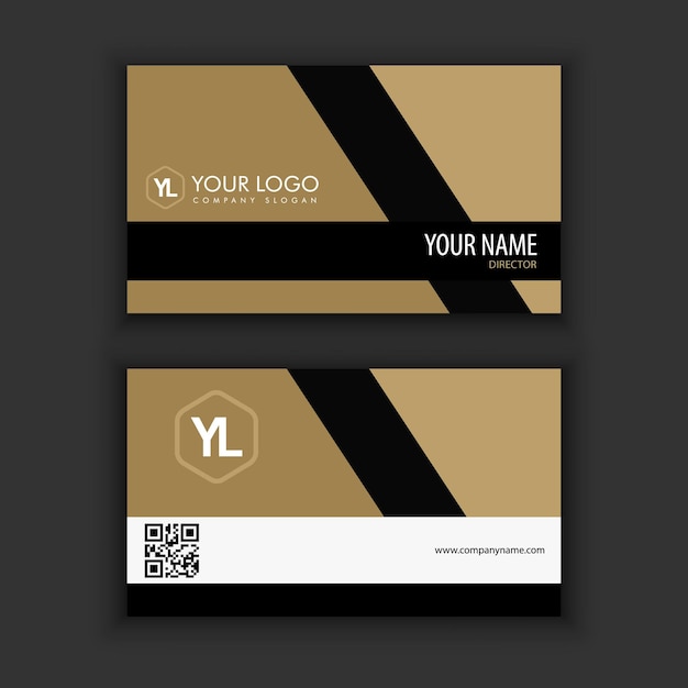 Modern Creative and Clean Business Card Template with gold black color