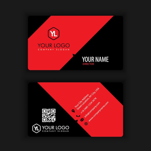 Modern Creative and Clean Business Card Template with red blac kcolor