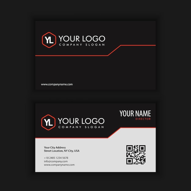 Modern Creative and Clean Business Card Template with red black color