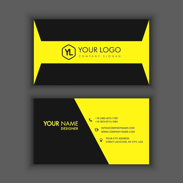 Modern Creative and Clean Business Card Template with yellow line color