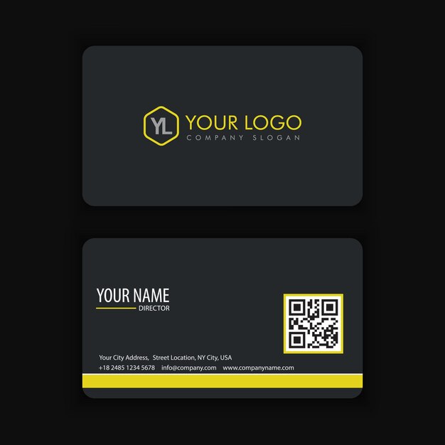 Modern Creative and Clean Business Card Template with yellow line color