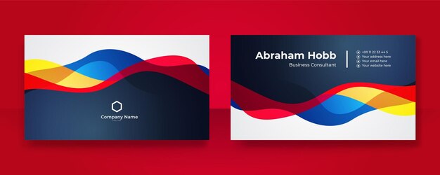 Modern creative and clean colorful business card design template Luxury elegant business card design background with trendy simple abstract geometric stylish wave lines Vector illustration