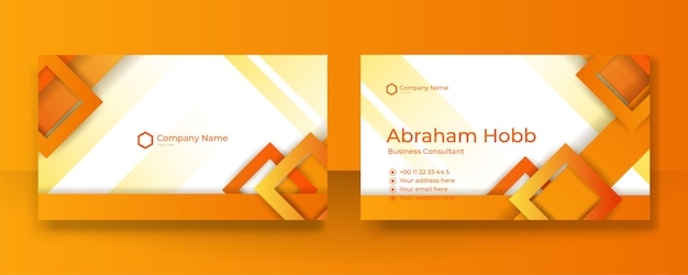 Modern creative and clean colorful orange business card design template Luxury elegant business card design background with trendy simple abstract geometric stylish wave lines Vector illustration