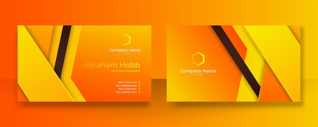 Modern creative and clean colorful orange business card design template Luxury elegant business card design background with trendy simple abstract geometric stylish wave lines Vector illustration