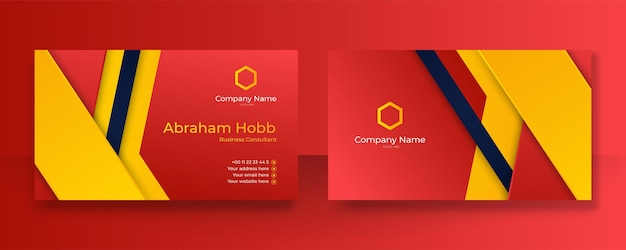 Modern creative and clean colorful red business card design template Luxury elegant business card design background with trendy simple abstract geometric stylish wave lines Vector illustration