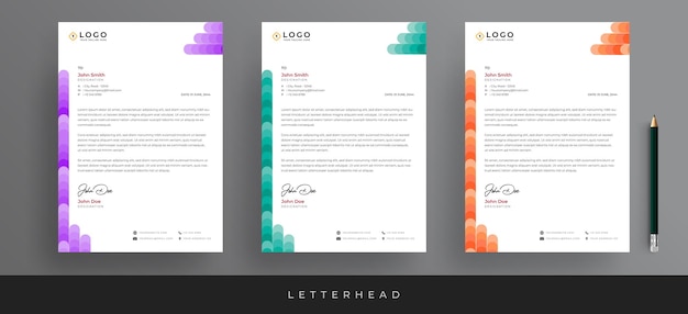 Vector modern creative clean corporate business letterhead design three color variation letterhead template