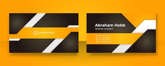 Modern creative and clean orange black business card design template Luxury elegant business card design background with trendy simple abstract geometric stylish wave lines Vector illustration