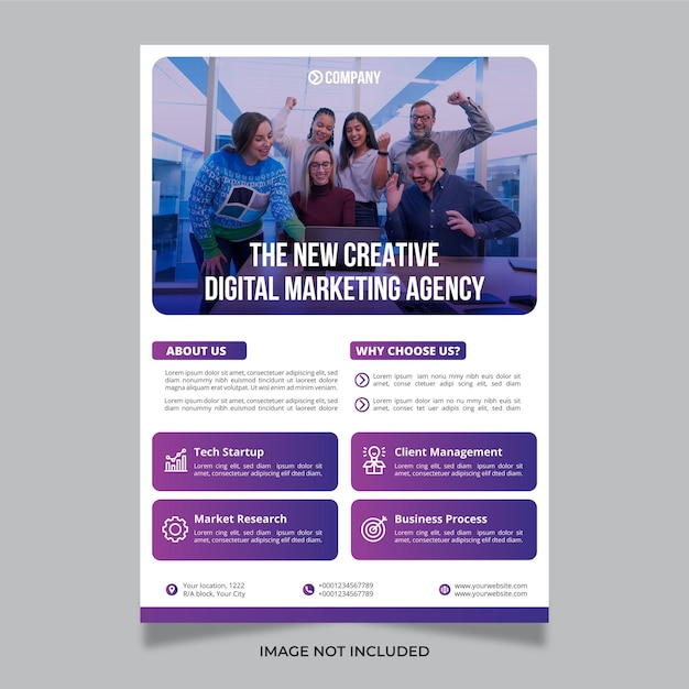 Modern creative digital marketing agency business flyer design template