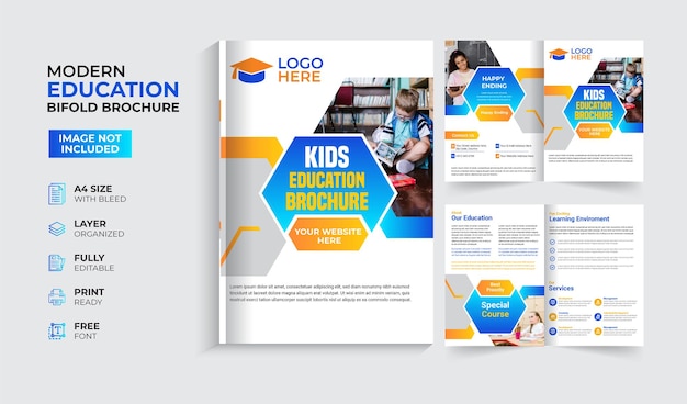 Modern and creative education admission bifold brochure template