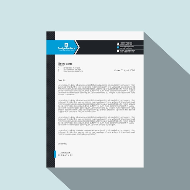 Modern creative eye catchy and professional letterhead template design for your corporate business