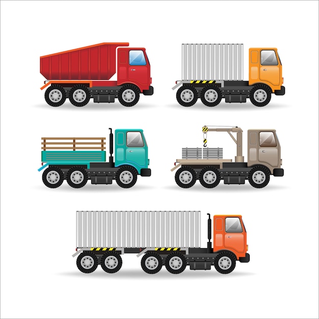 modern creative flat design logistics fleet vehicles set featuring cargo trucks