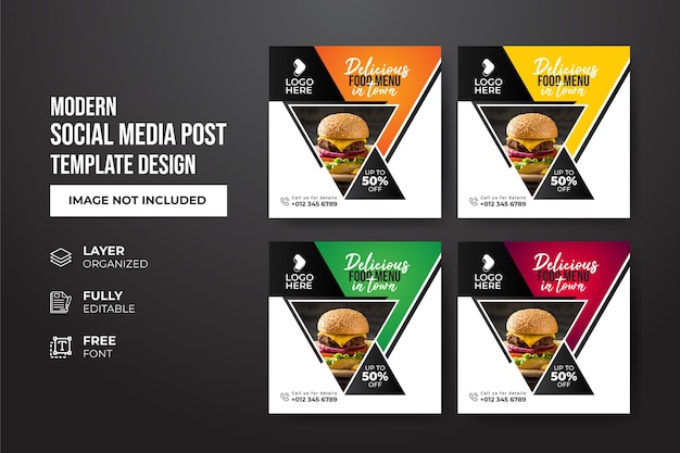 Modern and creative Food and restaurant social media post template