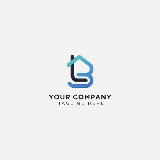 Modern creative geometric shaped LB BL L B artistic minimal black and blue home logo