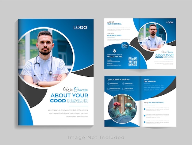 Modern creative Healthcare medical bifold brochure cover design in A4 size