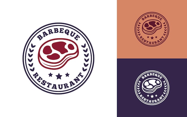 Modern and Creative Isolated Barbecue Restaurant Badge Logo Vector for Restaurant in Vintage Style