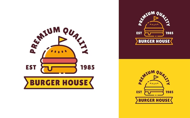 Vector modern and creative isolated burger house badge logo vector for restaurant in vintage or retro style