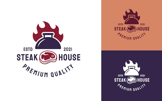 Modern and Creative Isolated Steak House Badge Logo Vector for Restaurant in Vintage or Retro Style