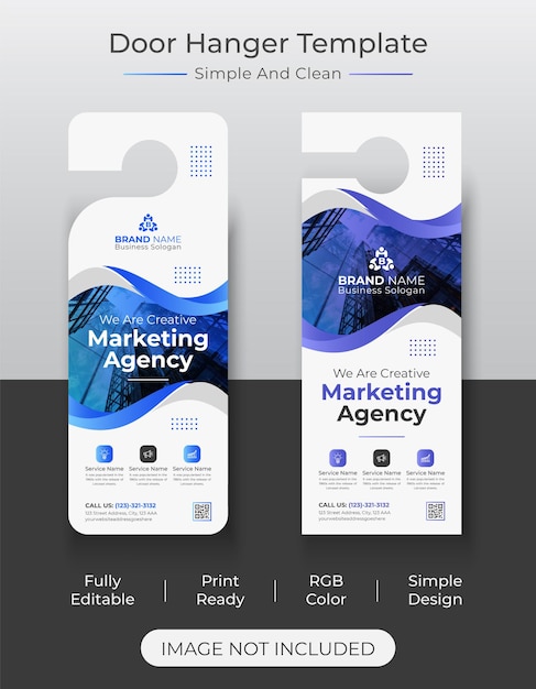 Modern and creative marketing door hanger template and door knob design