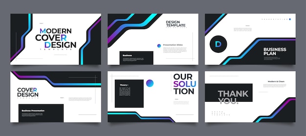 Modern and Creative Presentation Templates Set Horizontal Poster with Modern Gradient Style