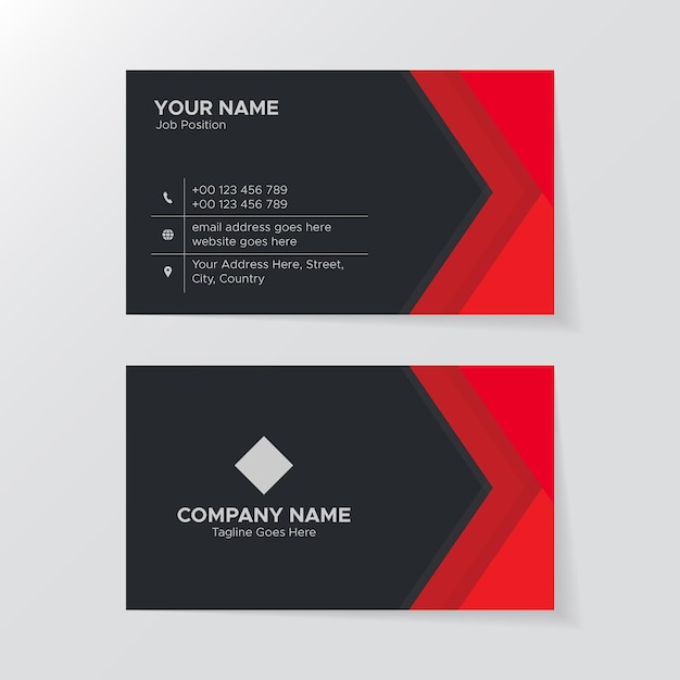 Modern Creative Red and Black Business Card Design Template