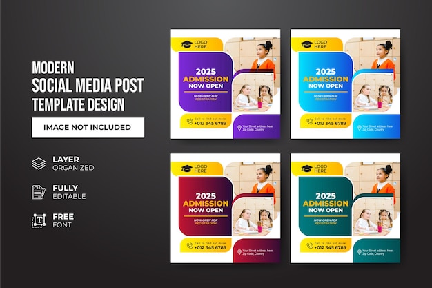 Modern and creative school admission social media post template