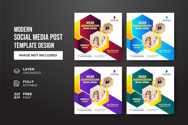 Modern and creative school admission social media post template