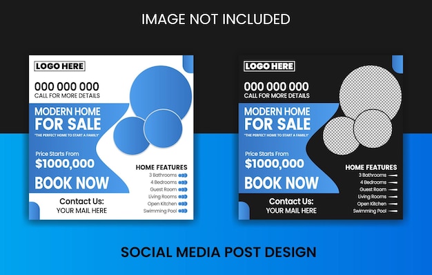 Modern and creative social media posts or web banners with color variation template