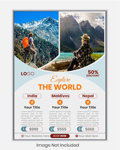 Vector modern and creative travel flyer template