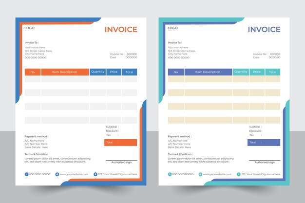 Vector modern creative unique and professional corporate personal invoice design template