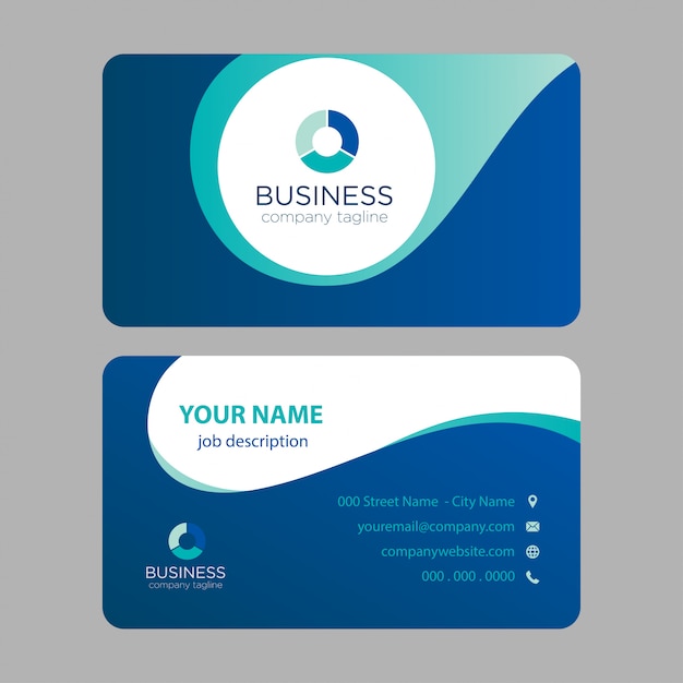 Modern Curves Blue Business Card