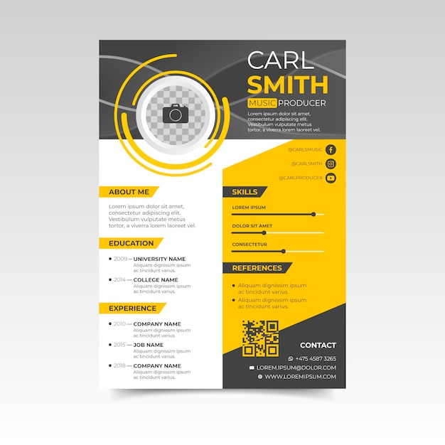 Modern cv template concept